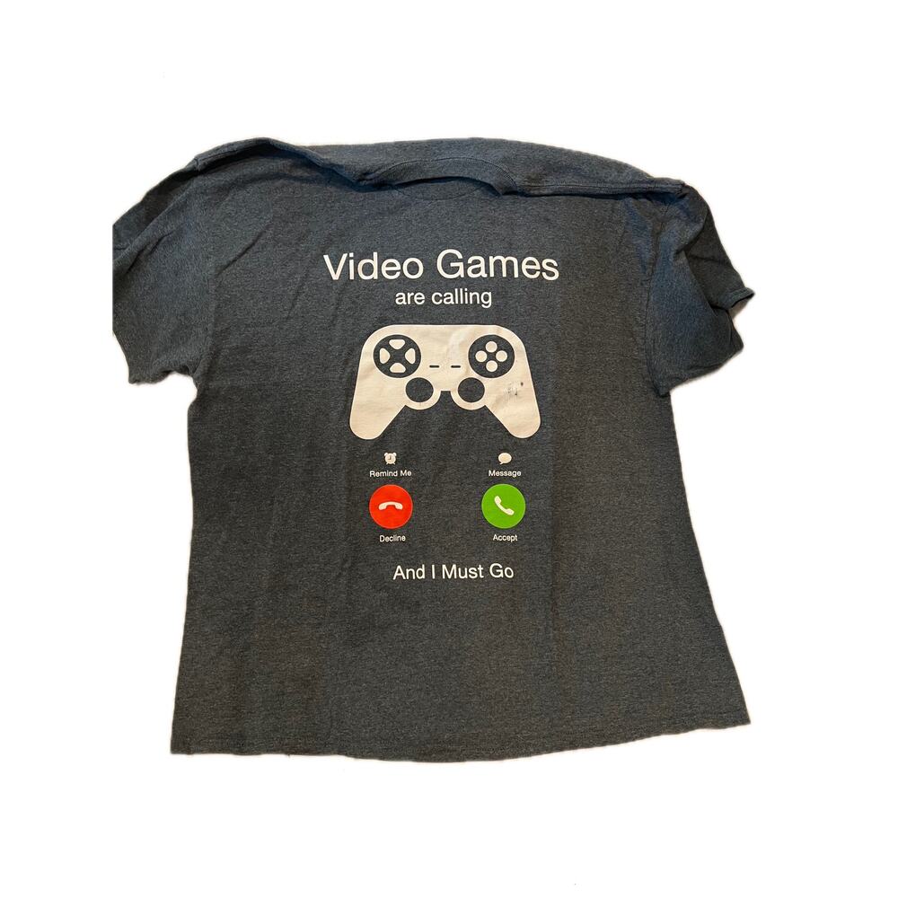 Video Games Are Calling and I Must Go Gray T-Shirt Mens XXL